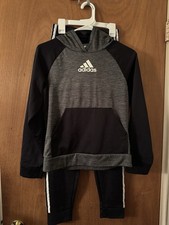 Adidas Grey Youth Set Boy's Tracksuit 2pc Jacket Size Medium 10-12