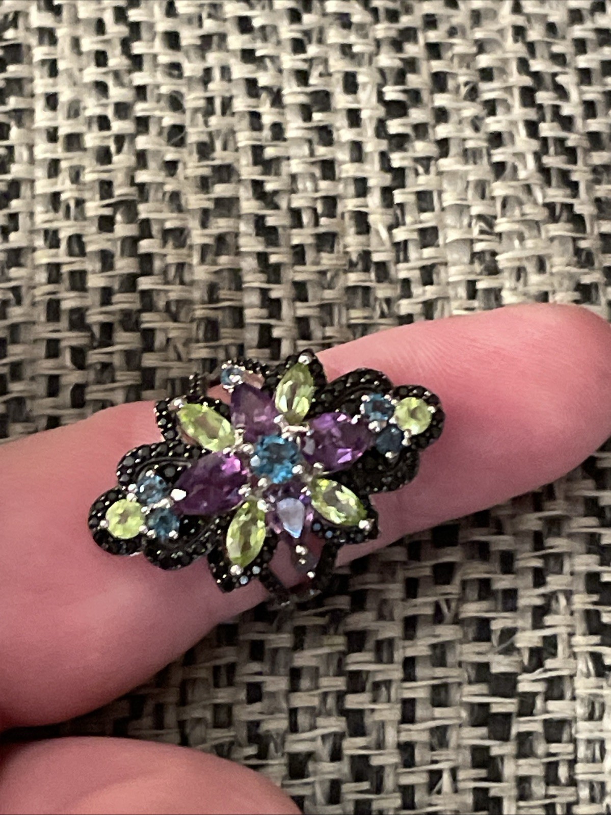 DK Multi gemstone Ring Size 9 - image 2