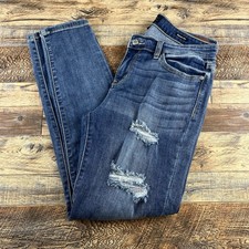 Judy Blue Womens Jeans Skinny Fit Distressed Denim Medium Wash Size 13 31