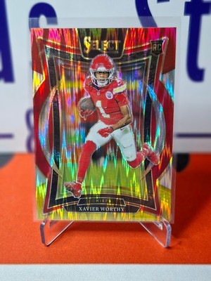 Nfl Panini Trading Cards Xavier Worthy 2024 RED&YELLOW Select #32 RC, Chiefs