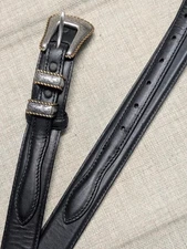 1990s vintage WESTERN buckle belt RANGER black leather 44 cowhide RODEO cowboy