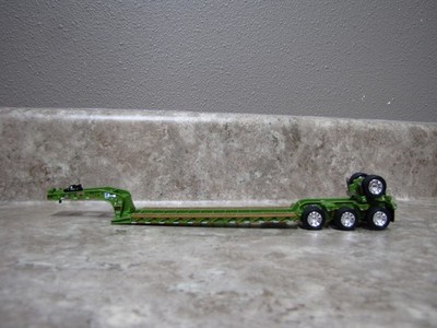 DCP 1/64 Metallic Green Fontaine Tri-Axle Detach Lowboy Flip Axle Trailer Toy