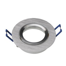 Einbaurahmen GU10 rund – Aluminium gebürstet, 360° schwenkbar, blendarm