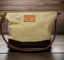 Meanwhile Back On The Farm Women's Field Tan Brown Canvas Waxed Day Tote Bag