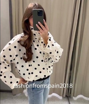 ZARA NEW WOMAN POLKA DOT JACKET VANILLA BLACK XS-XL 5247/730/095