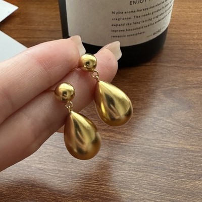 S925 Sterling Silver Matte Teardrop Earrings  Bold Textured Dangle  Fashionable