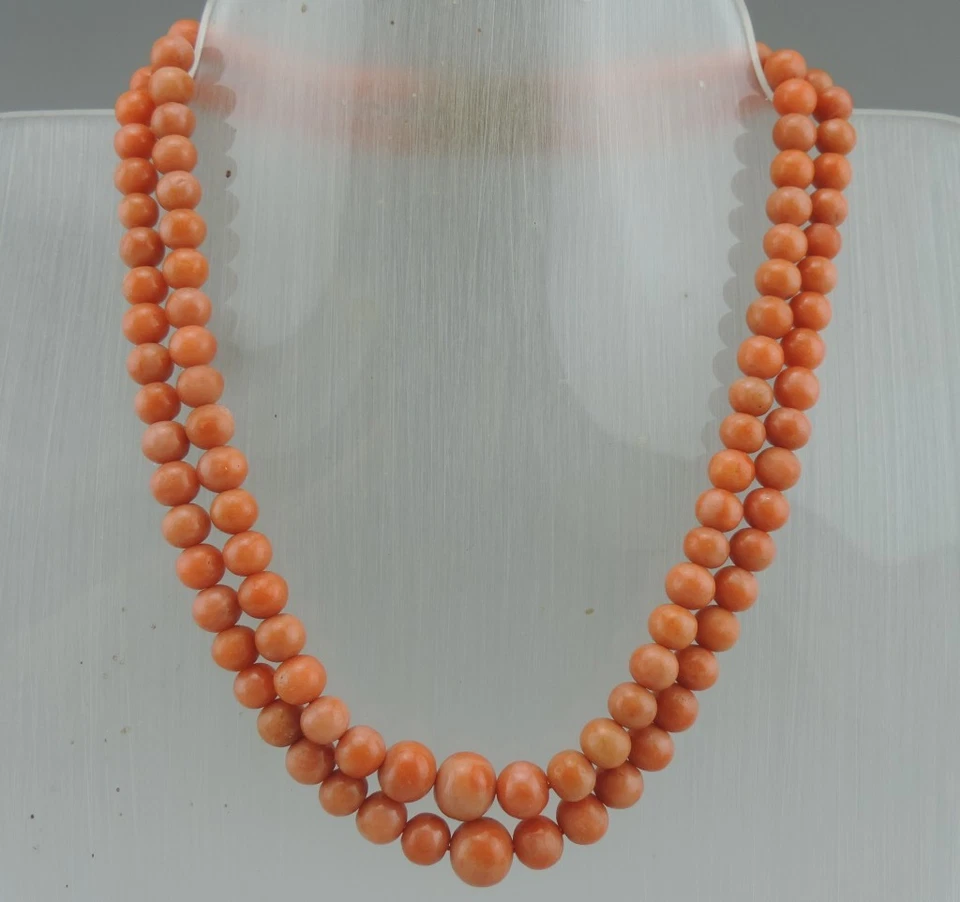 Ancien Collier ras cou en Corail saumon naturel Antique corail poids 59.2 Gramme - Photo 1/4