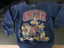 Youth Small Vintage Looney Tunes Sweatshirt Navy Blue