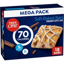 Fiber One 70 Calorie Soft Baked Bars, Cinnamon Coffee Cake, Mega Pack