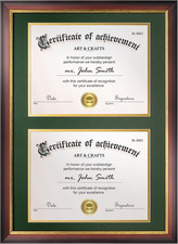 Double Diploma Frame 14X20 with Mat for Two 8.5X11 Certificates/Degrees, Shatter