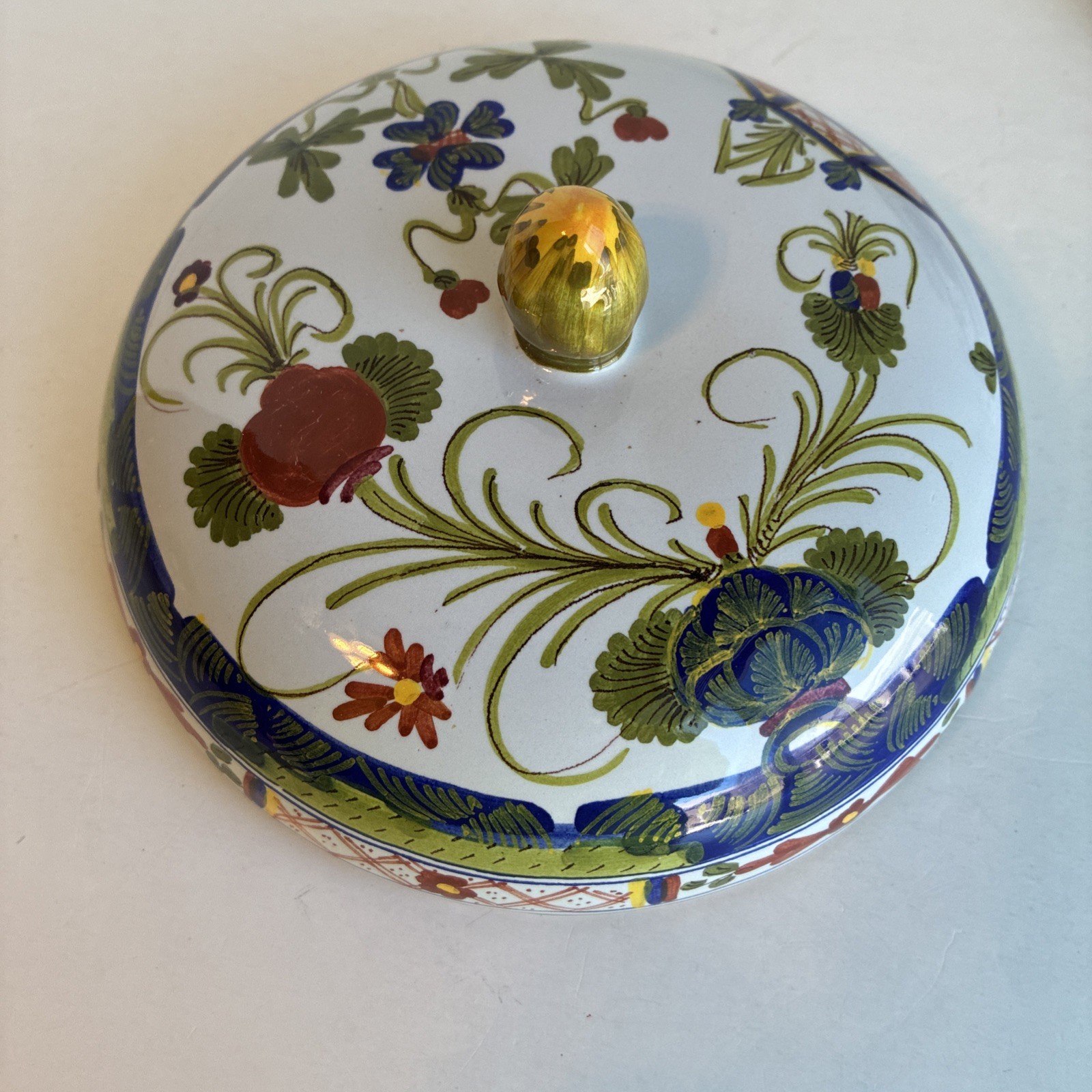 "Garofano Faenza" Blue Carnation Italian Pottery Lidded Bowl Candy Dish READ
