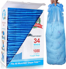 Diaper Pail Refill Bags, 1088 Counts, 34 Bags, Fully Compatible with Arm Hammer