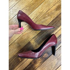 Vince Camuto Women Burgundy Lizard Embossed Stiletto Heel Pumps Shoes Size 6M