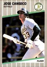 Jose Canseco 1989 Fleer #5 Oakland Athletics FREE SHIPPING AutographDen