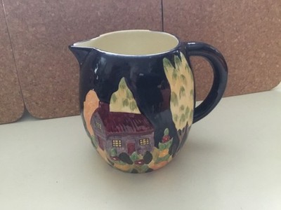 Ein schwarz glasierter und handbemalter Shorter & Son Art Deco Krug