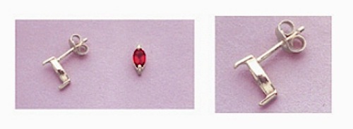 Two Marquise Sterling Silver 2-Prong Pre-Notched Earring Settings (4x2-6x3mm) - Picture 3 of 3