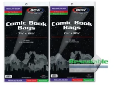 200 BCW Regular Silver Thick Comic Book Bags Resealable 2 Mil Free Acid Storage