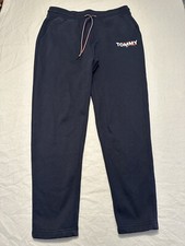 Tommy Hilfiger Sweatpants Women Medium Navy Fleece Logo 27 Inseam Elastic