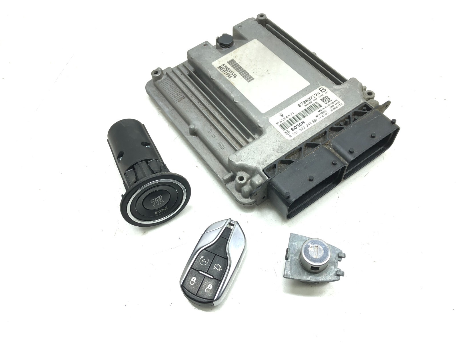 2014-2017 MASERATI GHIBLI S 3.0L ENGINE ECU W/ START SWITCH & KEY OEM.