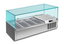 Edelstahl Kühlaufsatz Aufsatzkühlvitrine Pizzakühlaufsatz 4x 1/3 GN Glasaufsatz