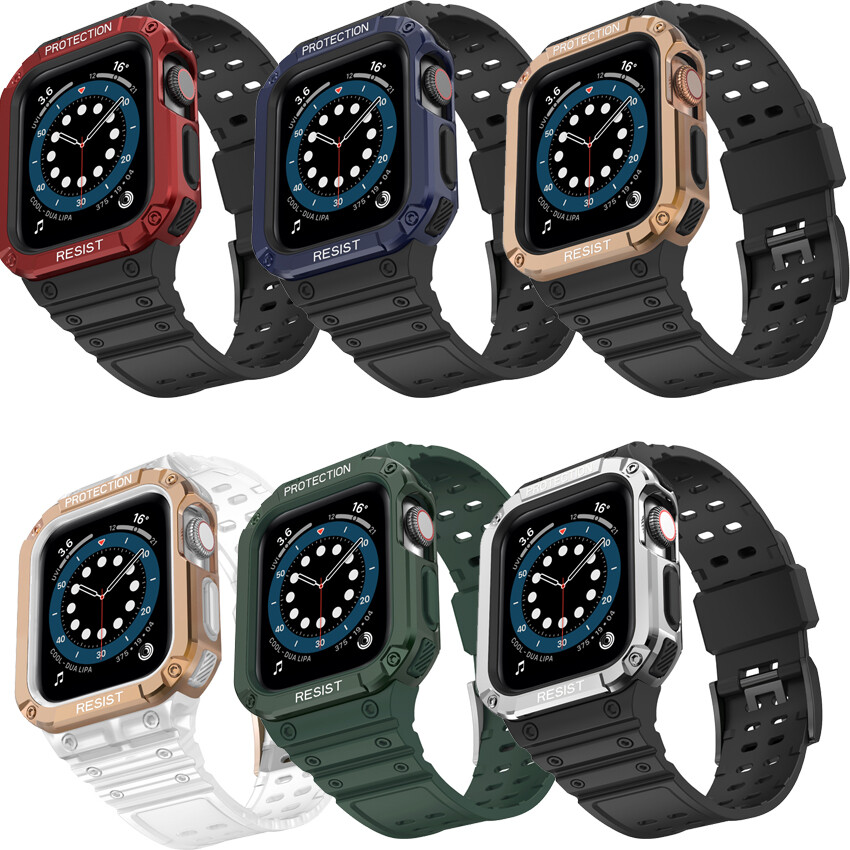 Bracelet Band With Case Strap Silicone For Apple Watch Series 9 8 7 6 5 4 SE