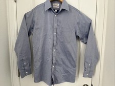 ROUNDTREE YORKE Gold Label Short Sleeve Non-Iron Fitted Light Blue sz 16/35