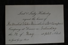 Lord & Lady Hatherley Invitation to US Minister Edwards Pierrepont
