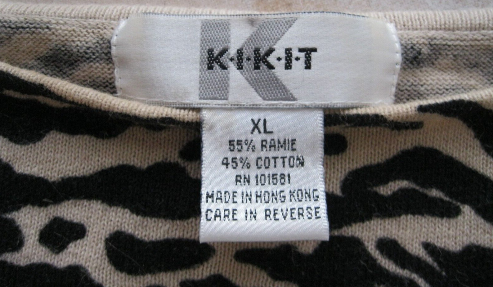 REDUCED $3.00  Women's K.I.K.I.T Sweater, Black & Beige , 3/4 Sleeve, Size XL image 3