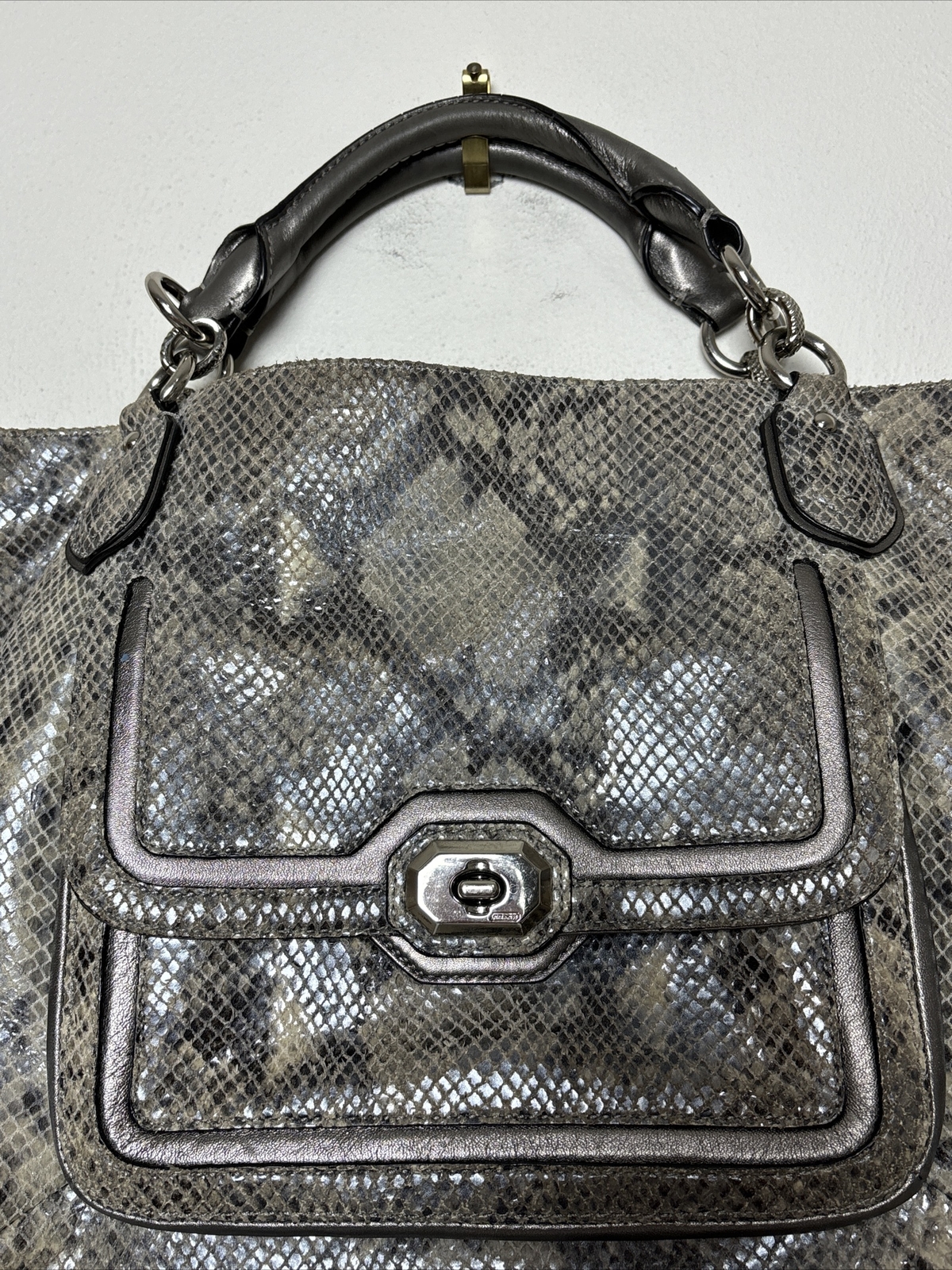 Coach Campbell Embossed Snake Python Leather Shou… - image 2