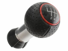 Für viele Fahrzeuge Schaltknauf Knauf Alu Schwarz Loch Leder Ring Rot in 6-Gang