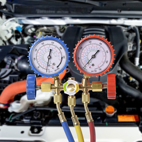 AC Manifold Gauge Set A/C Refrigeration 3 Way Hose Fit For R502 R134a R12 R22 - Picture 9 of 9