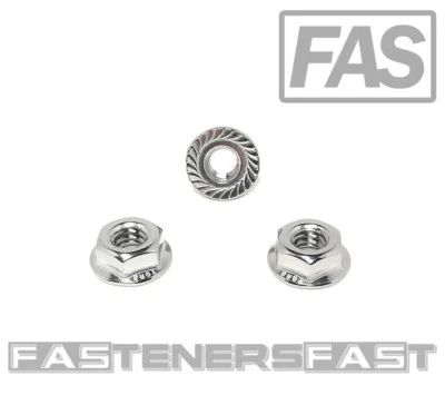 FAS (50) 1/4-20 Stainless Steel Serrated Flange Nuts 304 Stainless Flange Lock Nuts