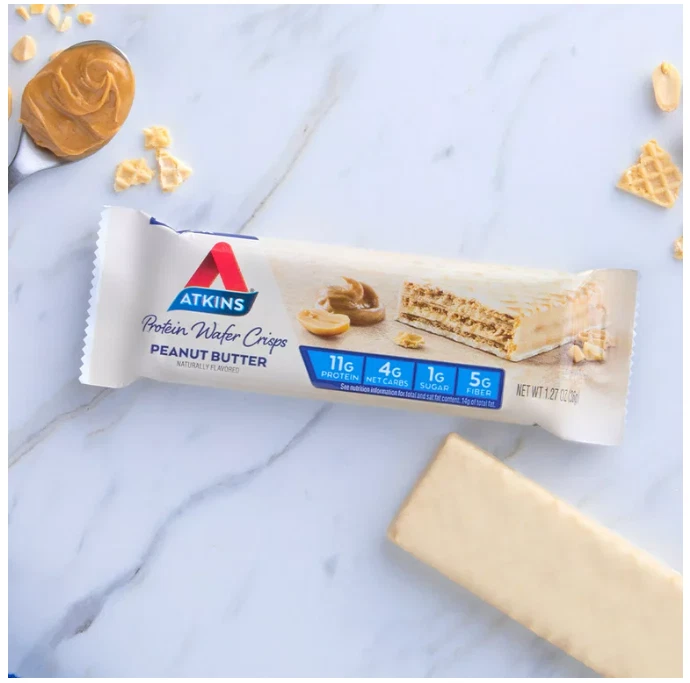 Barras de obleas de proteína ATKINS, mantequilla de maní, ¡amigables con KETO! ¡SNACK DE SALUD ON THE GO! Foto 2 de 4
