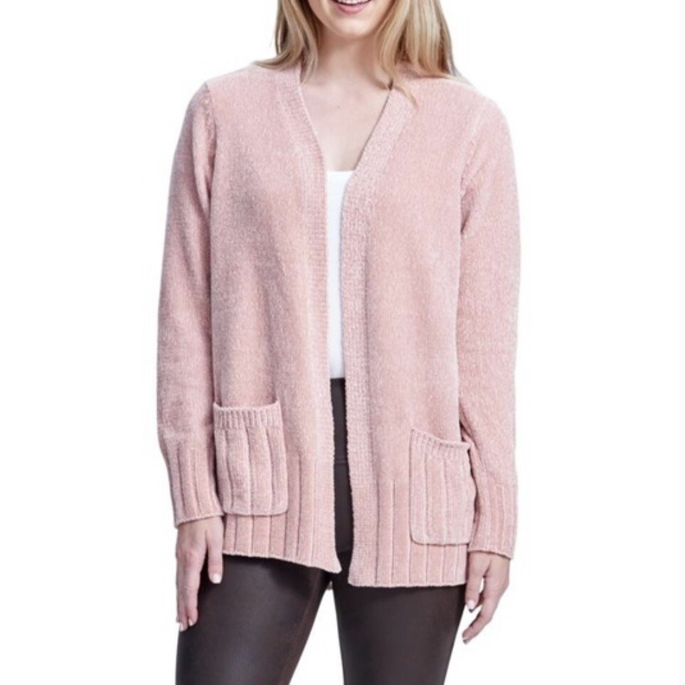 NWT Seven7 Women's Chenille Soft Blush Cardigan with Pockets