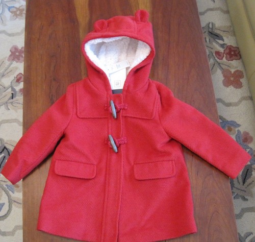 Nuevo Abrigo Chaqueta de Invierno Nuevo con Etiquetas Baby Gap Rojo Con Capucha Forrado Mezcla de Lana 18-24 Meses Cálido - Imagen 1 de 6