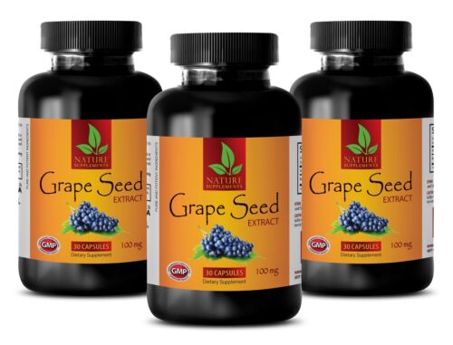 Grape Seed Extract 150mg. Most Powerful Antioxidant (3 Bottles, 90 Capsules)
