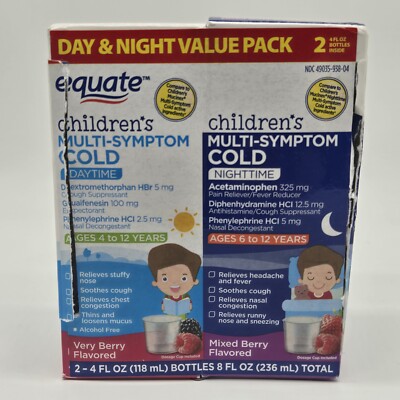 2PK Equate Childrens Multi-Symptom Cold Daytime Berry  6.8 oz Exp 2025 Brand New