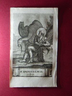 Santo Ormisda Martyr 1819 Originale Aquaforte Antike Druck Etching Frosinone