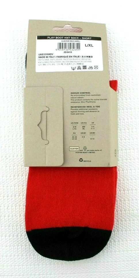 Calcetines HUNTER Short Play Talla LG/XL (7-11) Color Rojo/Negro Bota de Lluvia Forro Foto 4 de 4