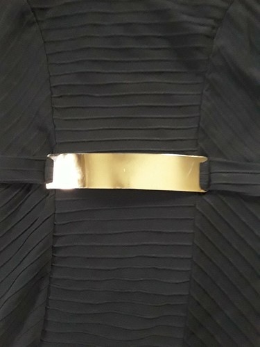 Litttle USA Fitted Gold Waist Buckle Dress Womans Size S Black Sleeveless - Picture 6 of 8