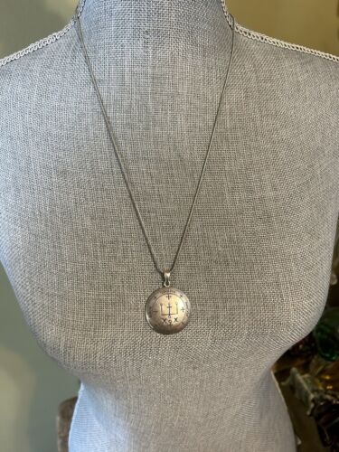 925 Sterling Silver Archangel Raphael Sigil Magic Amulet Medal Pendant Necklace - Picture 4 of 5