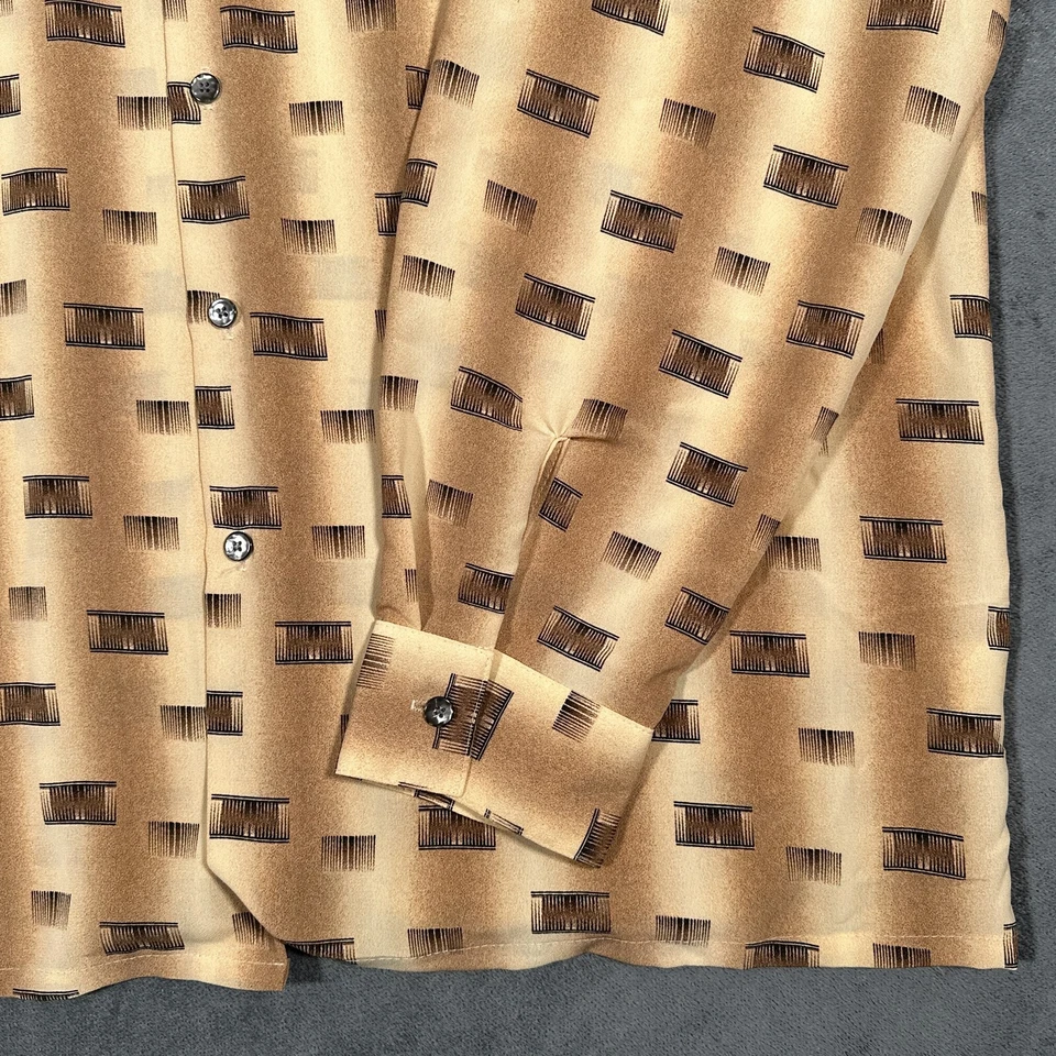 Camisa Colección Monzini De Colección Para Hombre XL 70s Rayas Art Deco Abstracto Geométrico Foto 4 de 4