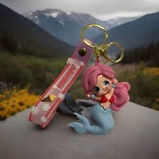 Little Mermaid Ariel Anime 3D Keychain Figure Keyring Pendant Backpack Clip