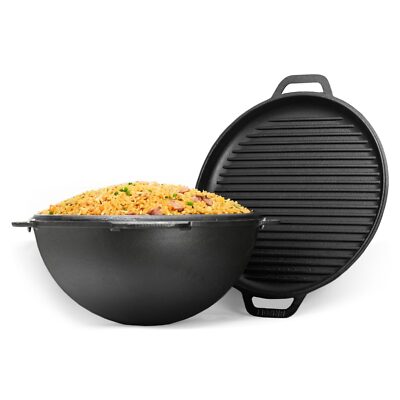 8-15L Gusseisen Schwenktopf Kazan Asia Kasan + Deckel-Grillpfanne aus Gusseisen