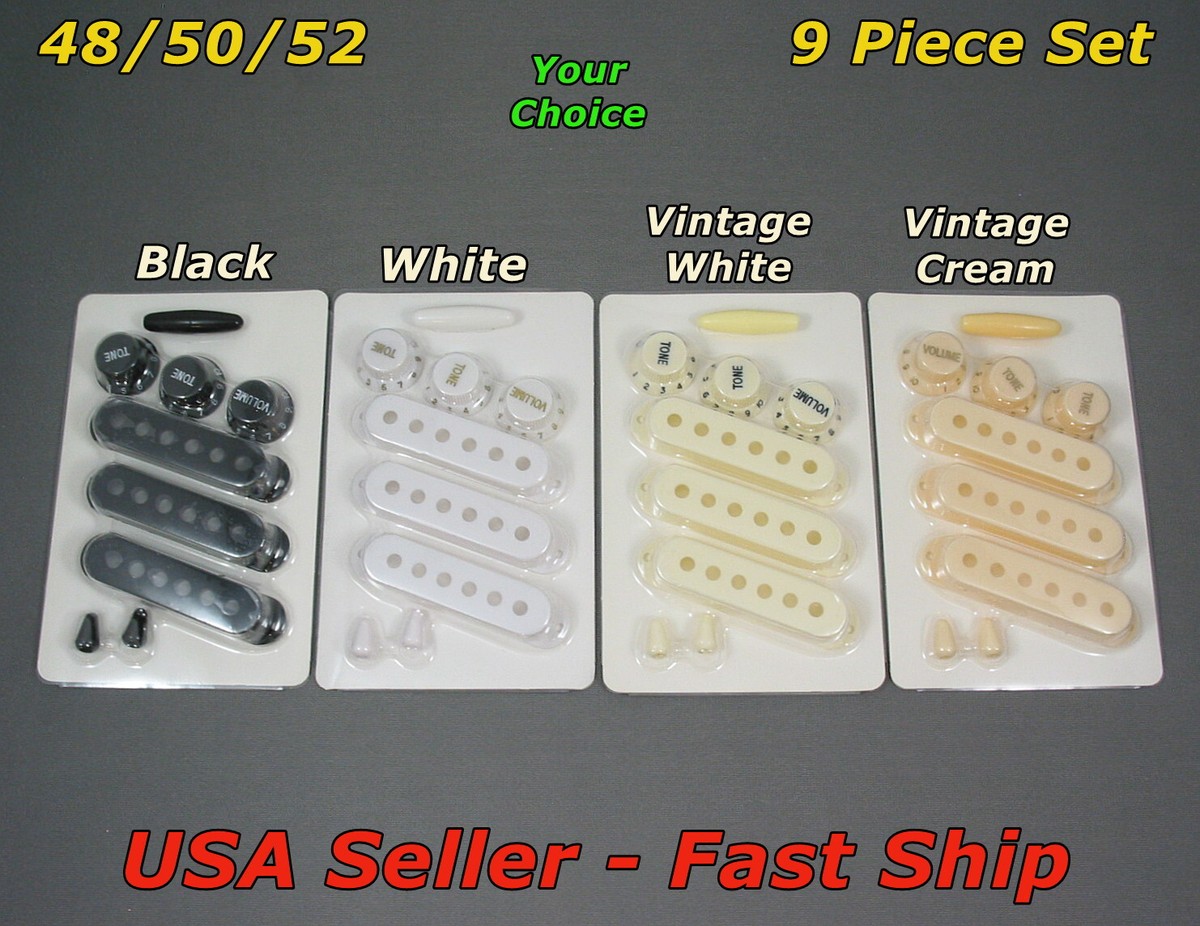 Cover Per Pickup Chitarra Stratocaster - Set 3 Cover, 2 Manopole E Cappuccio Interruttore, Nero - Foto 6