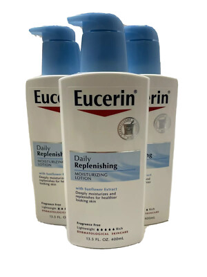 3 eucerin daily replenishing moisturizing lotion 13.5oz ea