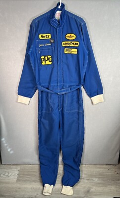 Vintage 80s Simpson Hertz Pennzoil Pit Crew Member Indy Car Racing Fire Suit Men
