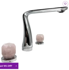 Bergamo Art Susanna Widespread Brass Bathroom Faucet With Pink Crystal Handles