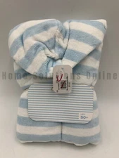 Pottery Barn Kids Mini Stripe Baby Beach Cotton Hooded Towel Blue #9994E