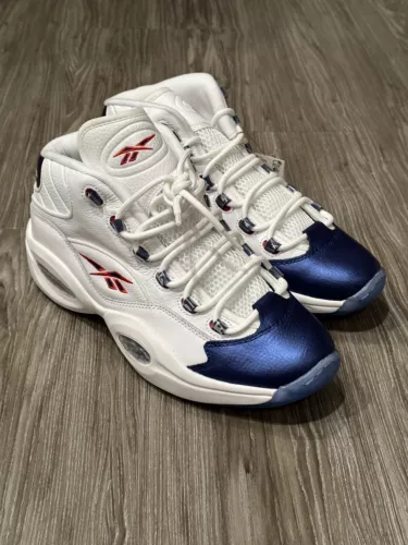 NEW Reebok Question Mid Blue Toe size 11 Allen Iverson Retro NBA 76ers